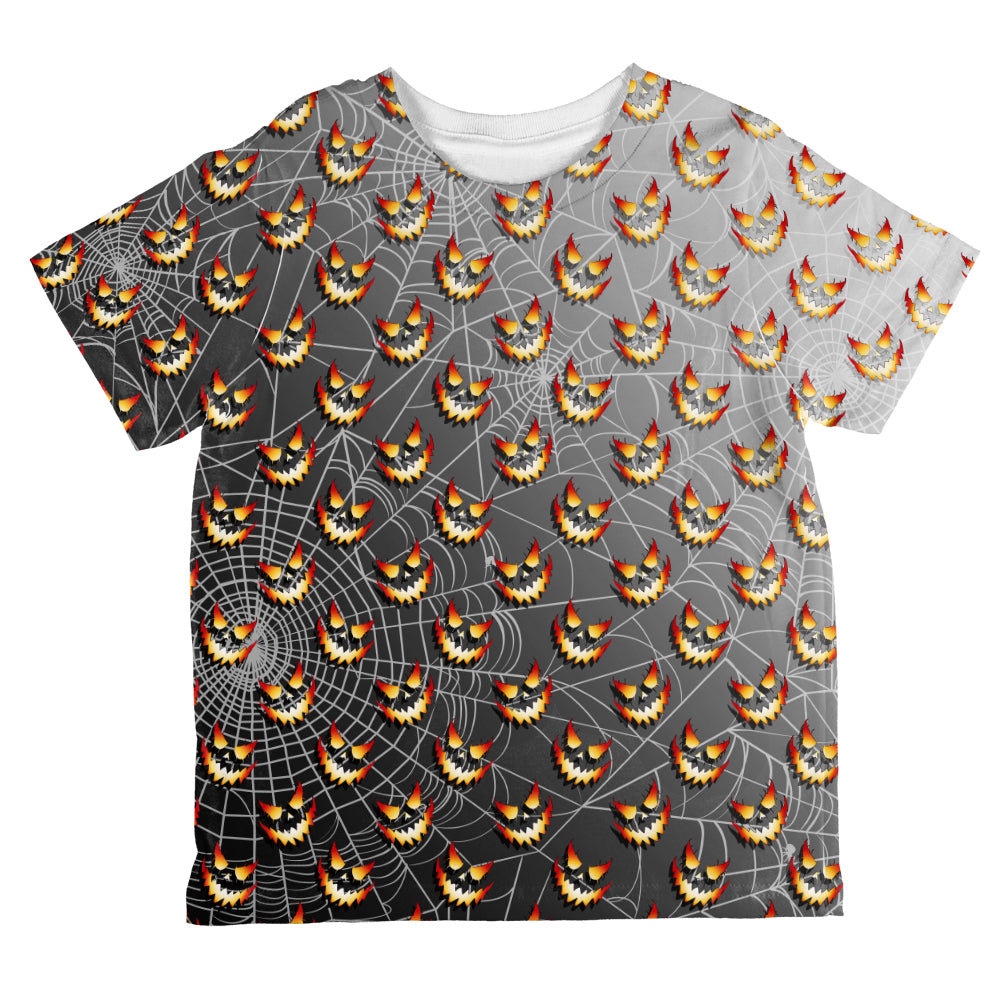 Halloween Spider Webs and Jack-O-Lanterns All Over Toddler T Shirt Toddler T-Shirts Old Glory 2T Multi