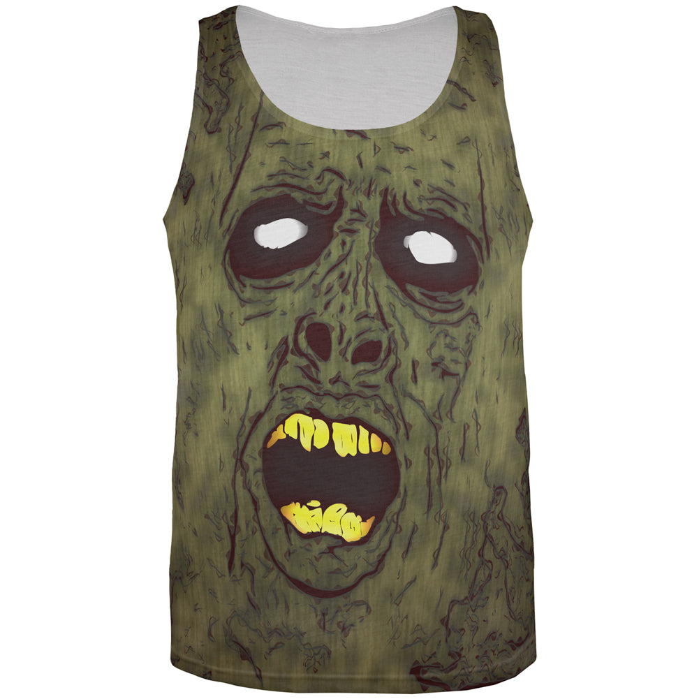 Halloween Dirty Ugly Zombie Face All Over Mens Tank Top Men's Tank Tops Old Glory 2XL White