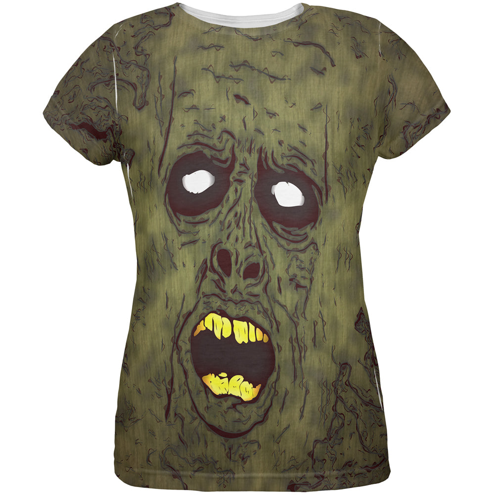 Halloween Dirty Ugly Zombie Face All Over Womens T Shirt Women's T-Shirts Old Glory LG Multi