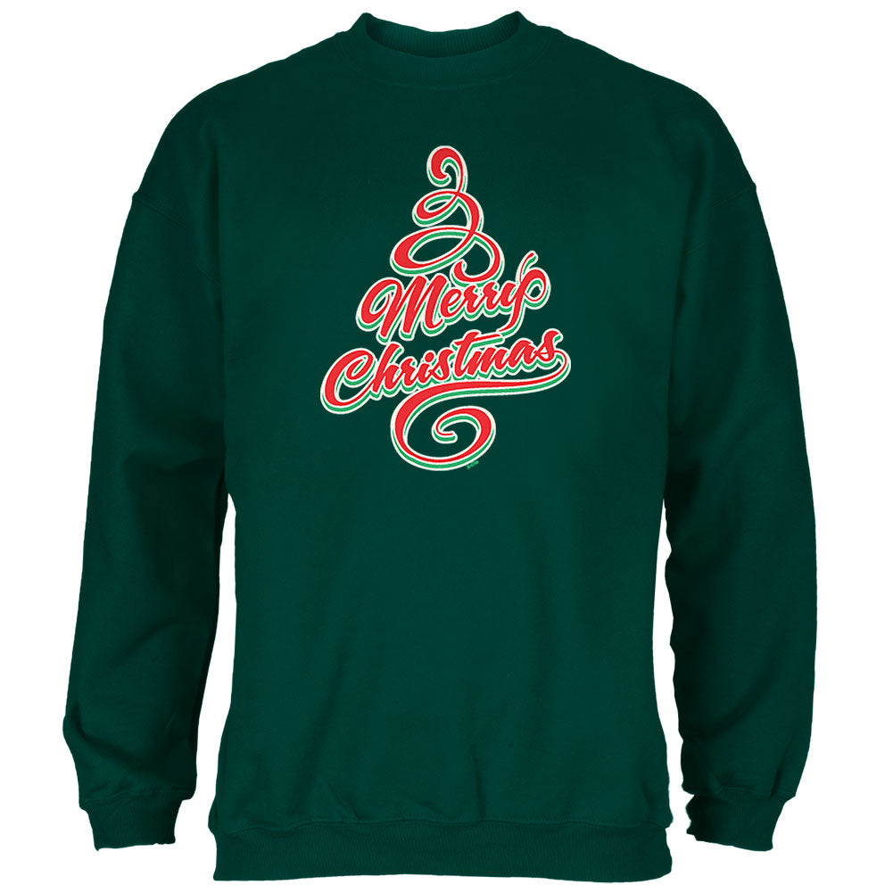 Merry Christmas Tree Mens Sweatshirt Men's Sweatshirts Old Glory 2XL Green