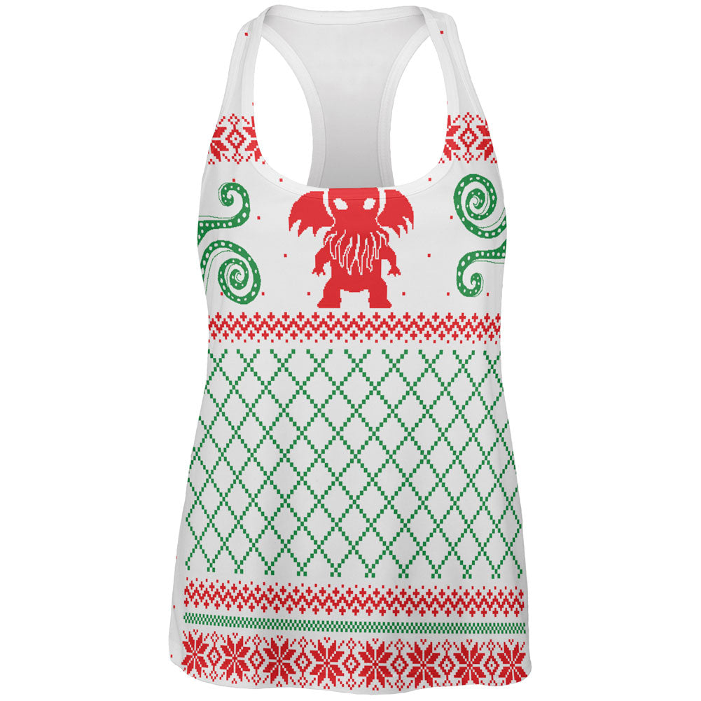 Cthulhu Lovecraft Dimensions Ugly Christmas Sweater All Over Womens Work Out Tank Top Women's Tank Tops Old Glory 2XL Multicolored