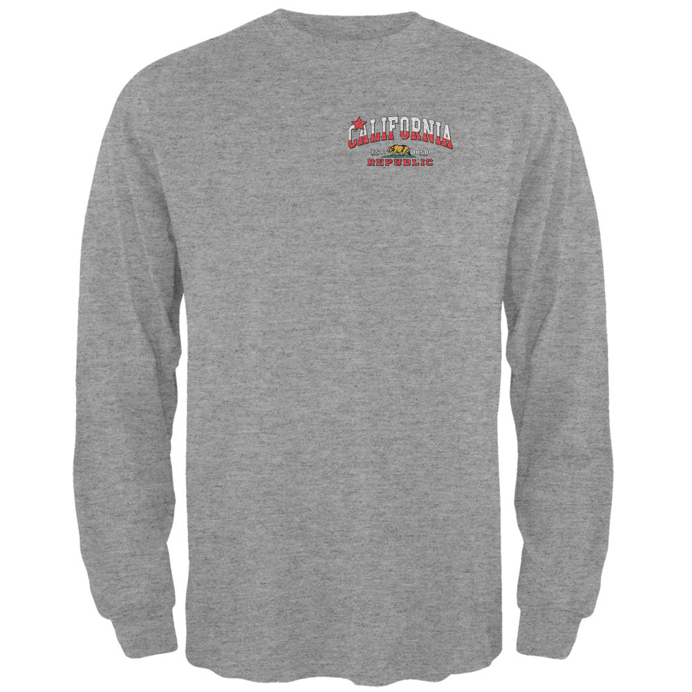 Bear California Republic Mens Long Sleeve T Shirt Men's Long Sleeves Old Glory 2XL Grey