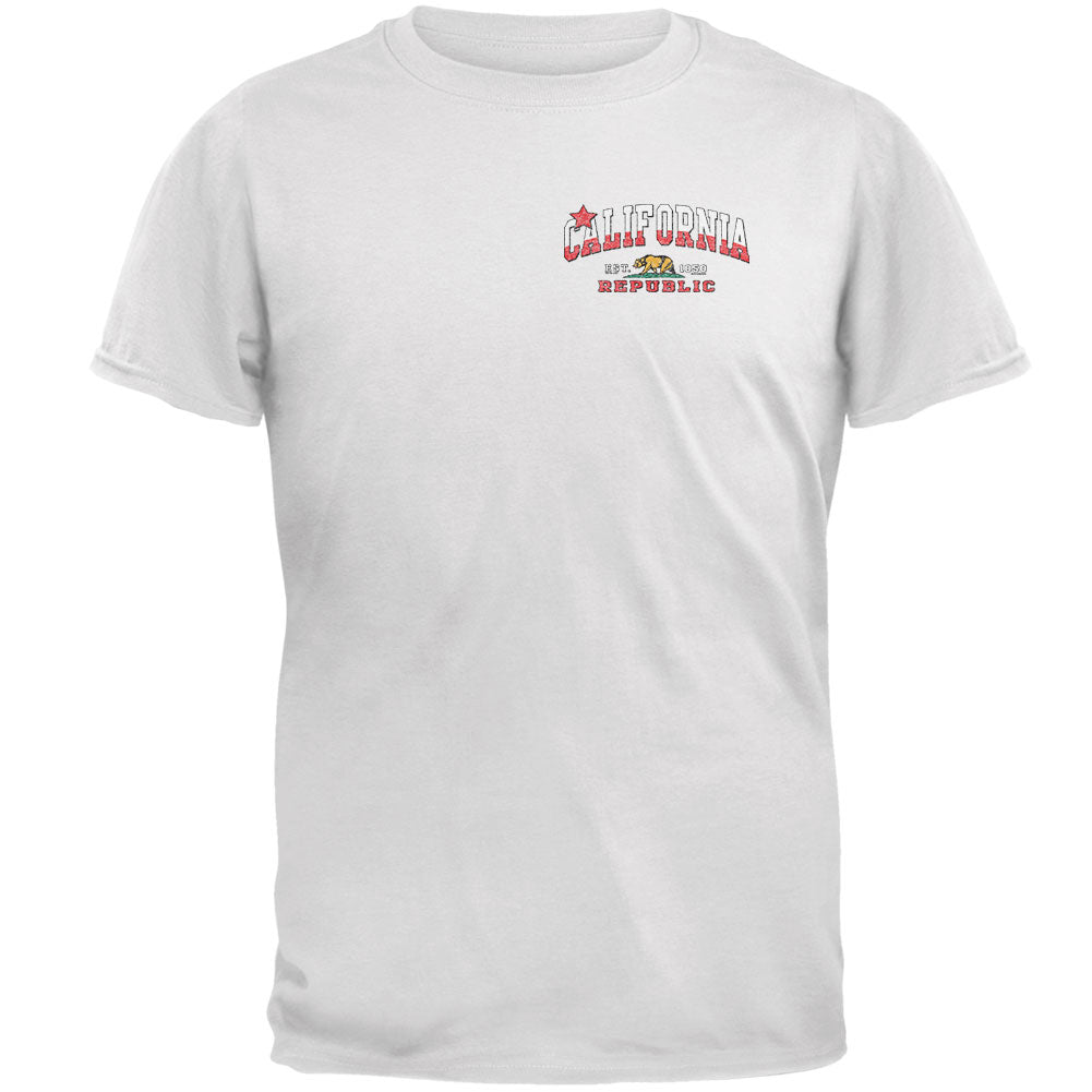 Bear California Republic Mens T Shirt Men's T-Shirts Old Glory 2XL White