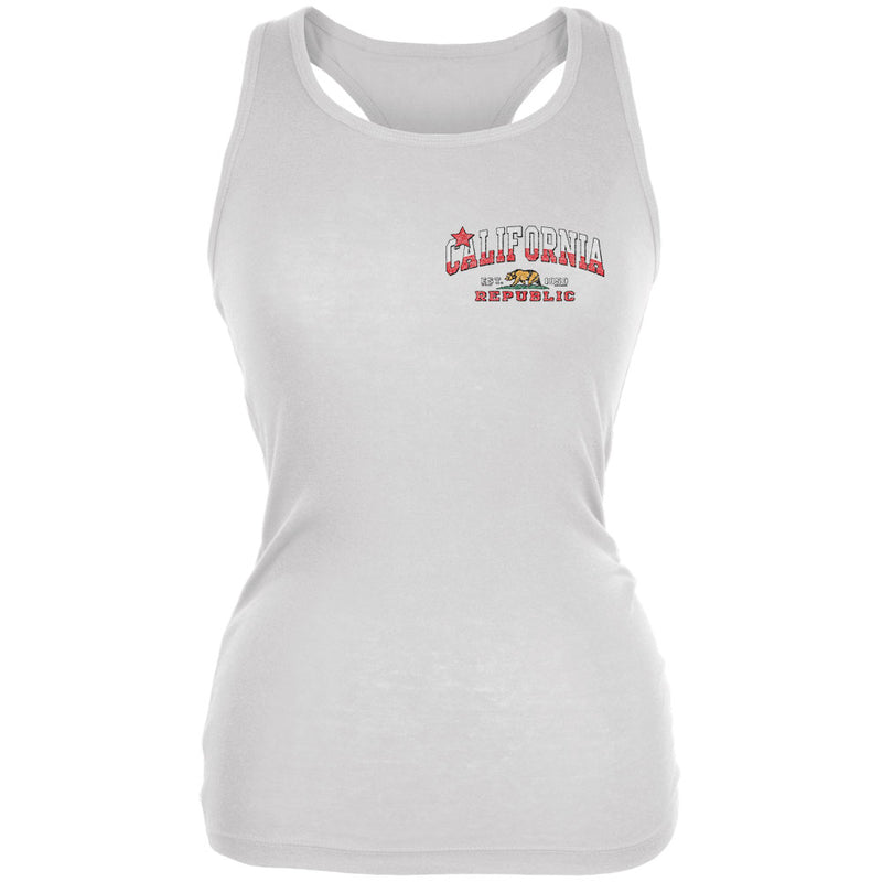 Bear California Republic Juniors Soft Tank Top Juniors Tank Tops Old Glory 2XL White