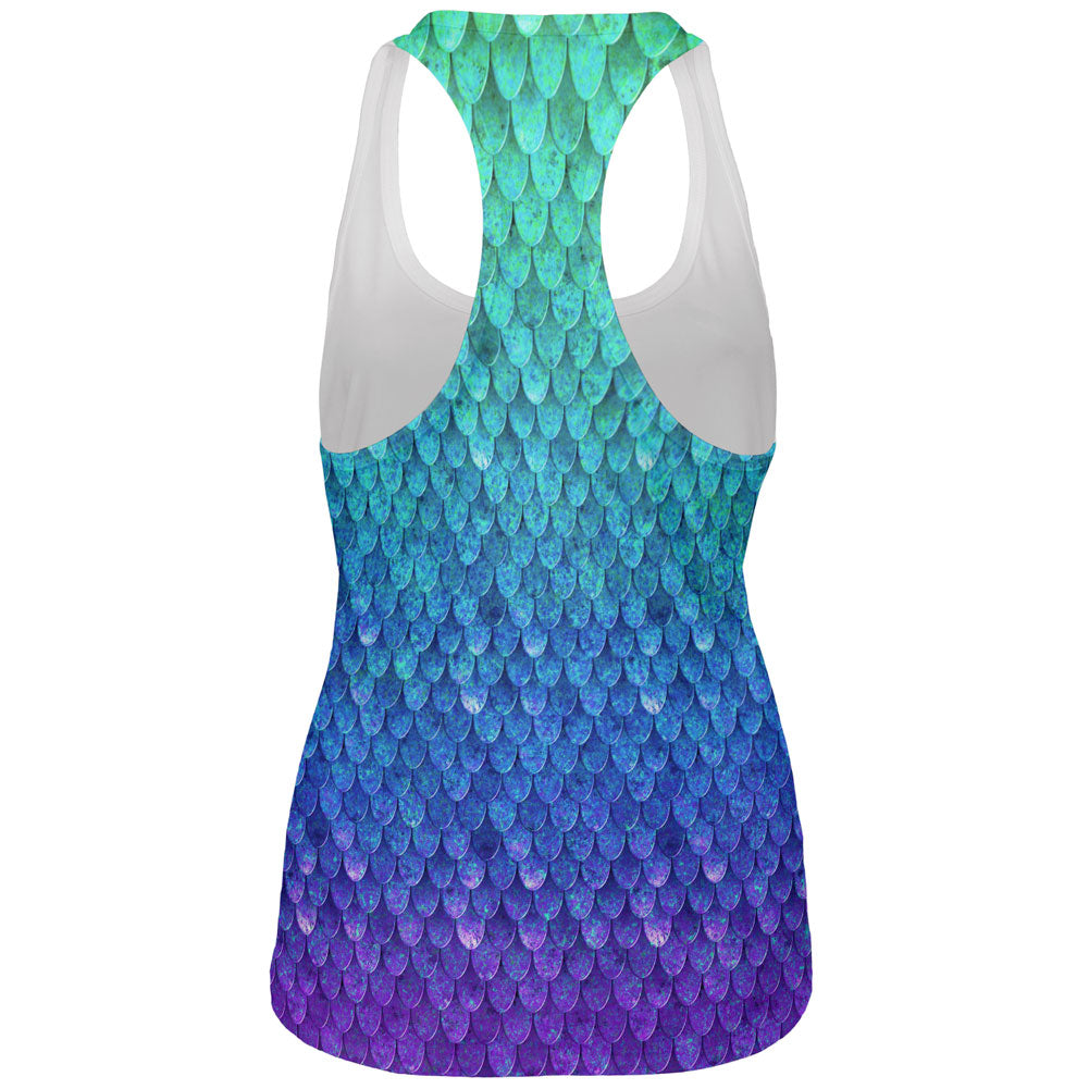 Halloween Costume Mermaid Scales Costume All Over Womens Work Out Tank Top Women's Tank Tops Old Glory