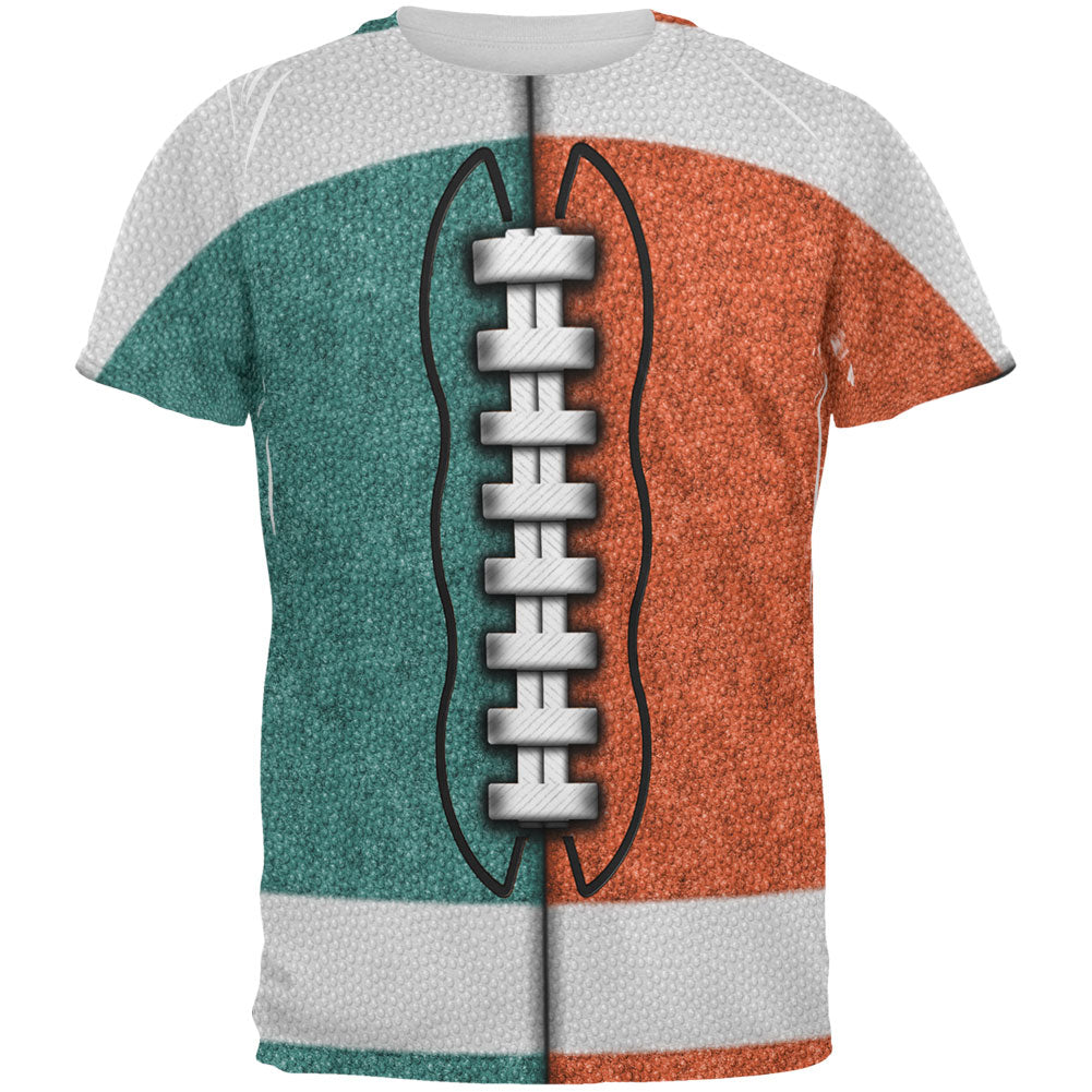 Fantasy Football Team Teal and Orange All Over Mens T Shirt Men's T-Shirts Old Glory 2XL Multi