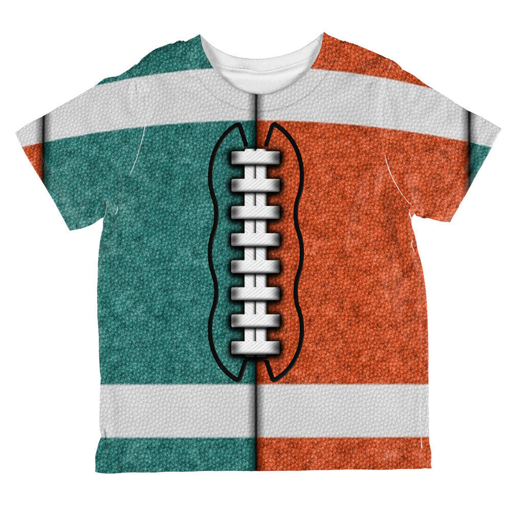 Fantasy Football Team Teal and Orange All Over Toddler T Shirt Toddler T-Shirts Old Glory 2T Multi