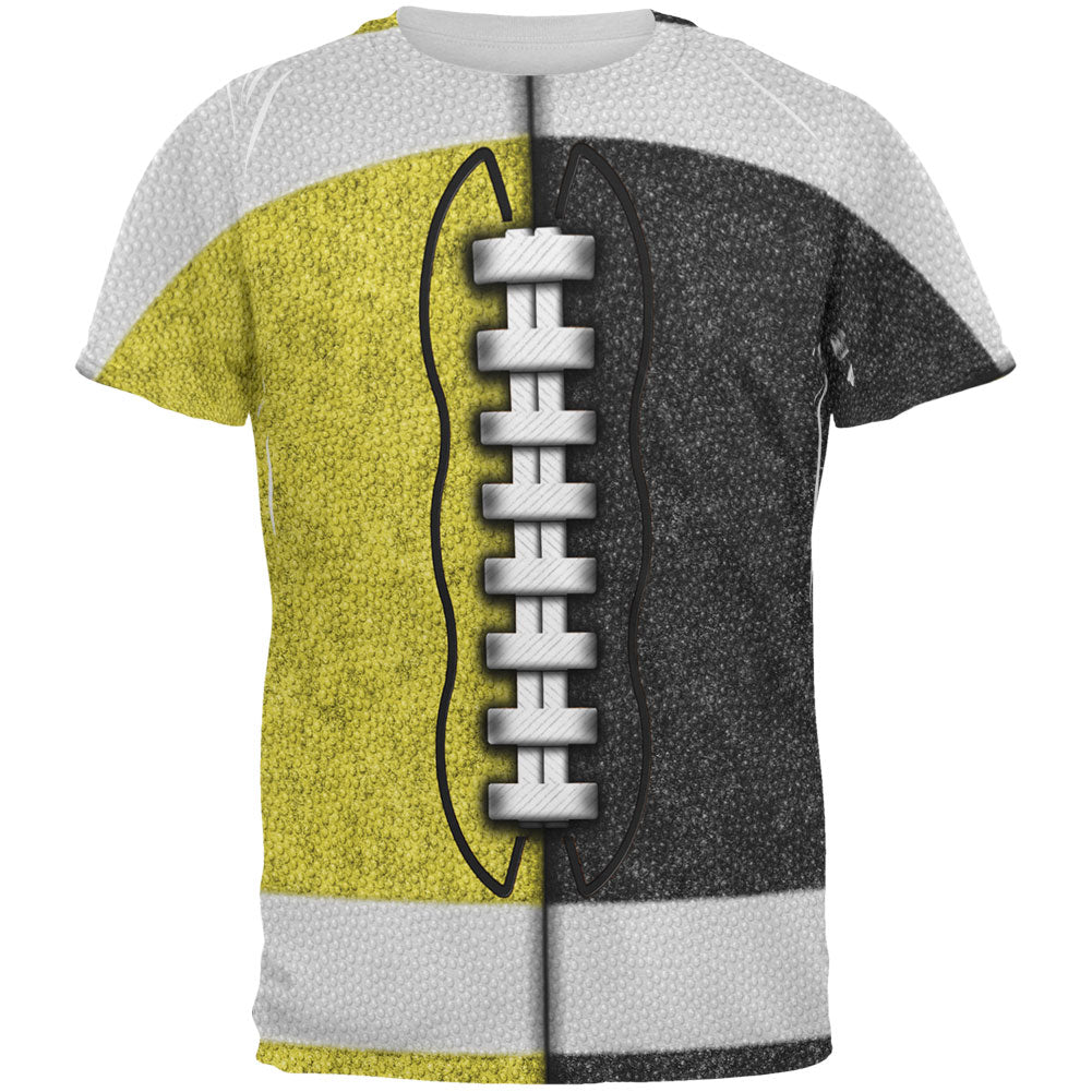 Fantasy Football Team Yellow and Black All Over Mens T Shirt Men's T-Shirts Old Glory 2XL Multi