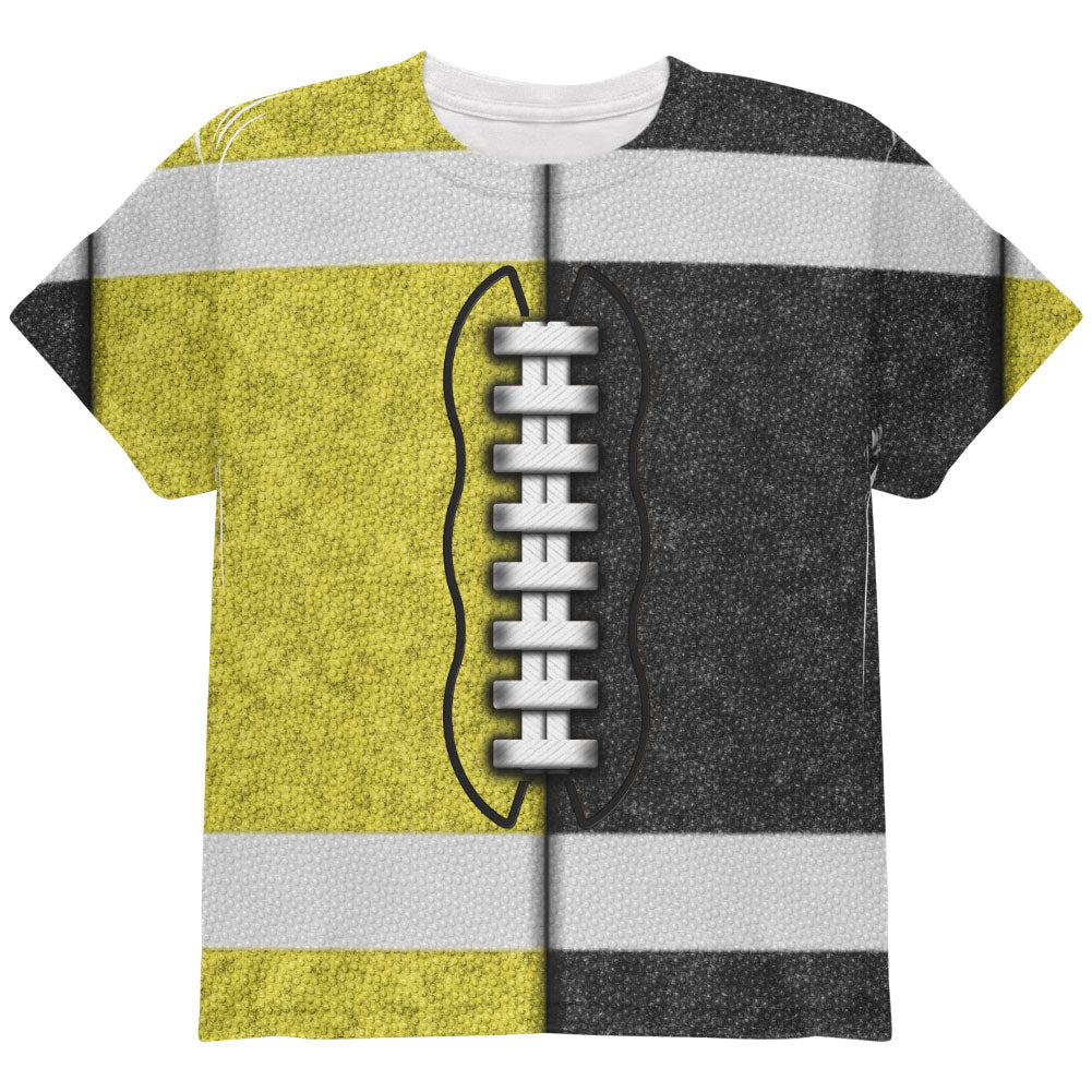 Fantasy Football Team Yellow and Black All Over Youth T Shirt Youth T-Shirts Old Glory YLG Multi
