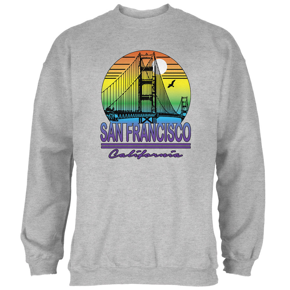 Bridge San Francisco California Rainbow Gradient Mens Sweatshirt Men's Sweatshirts Old Glory 2XL Grey