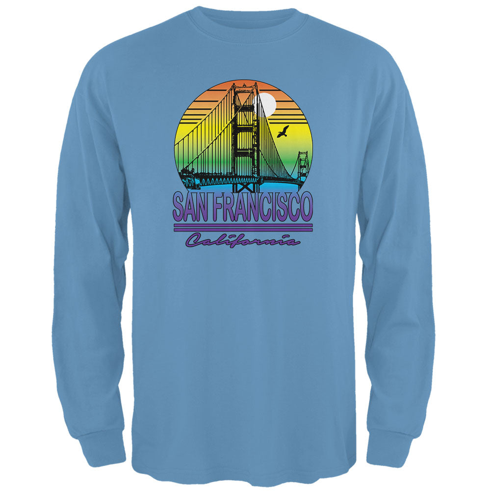 Bridge San Francisco California Rainbow Gradient Mens Long Sleeve T Shirt Men's Long Sleeves Old Glory 2XL Blue
