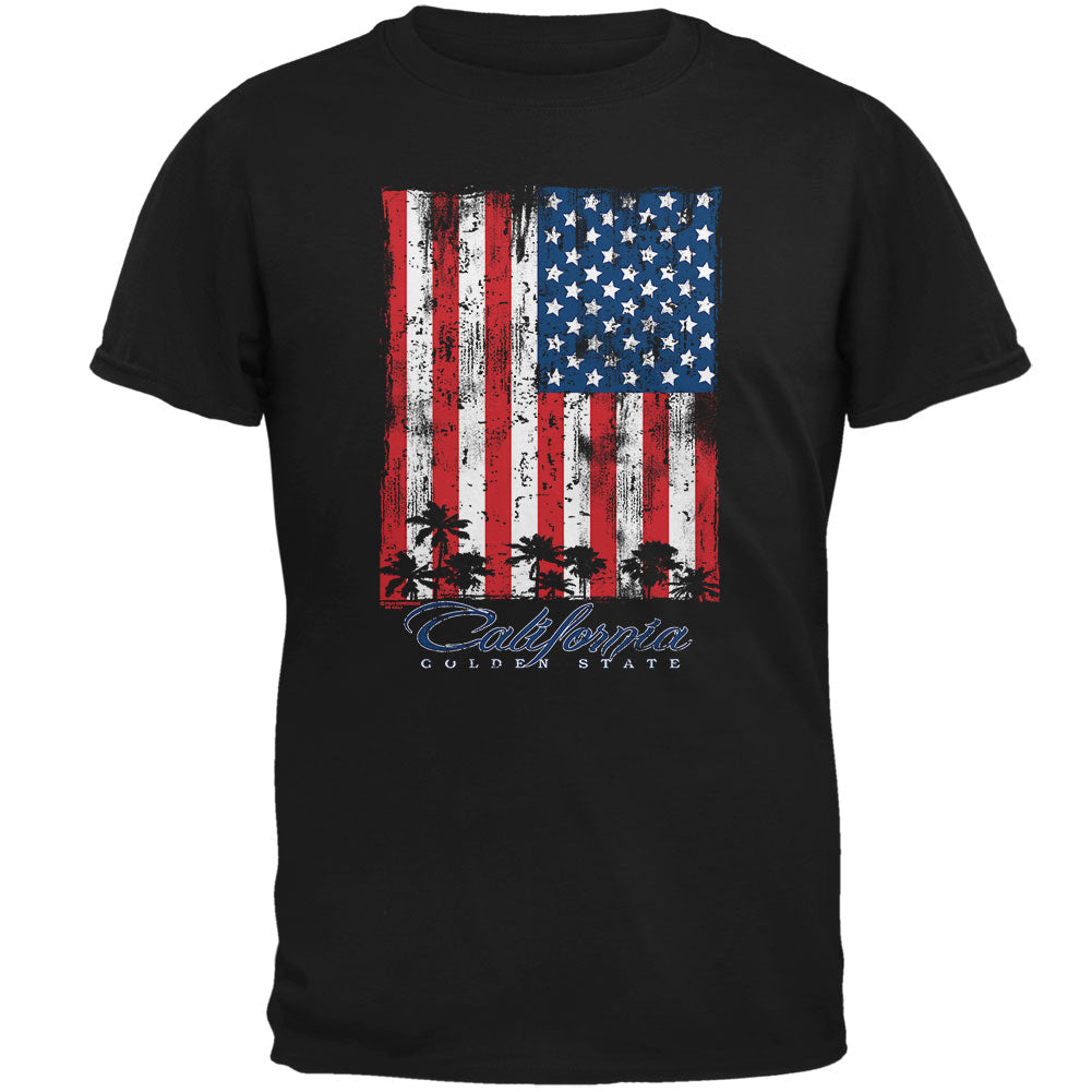 Flag Palm Trees California Golden State Mens T Shirt Men's T-Shirts Old Glory 4XL Black