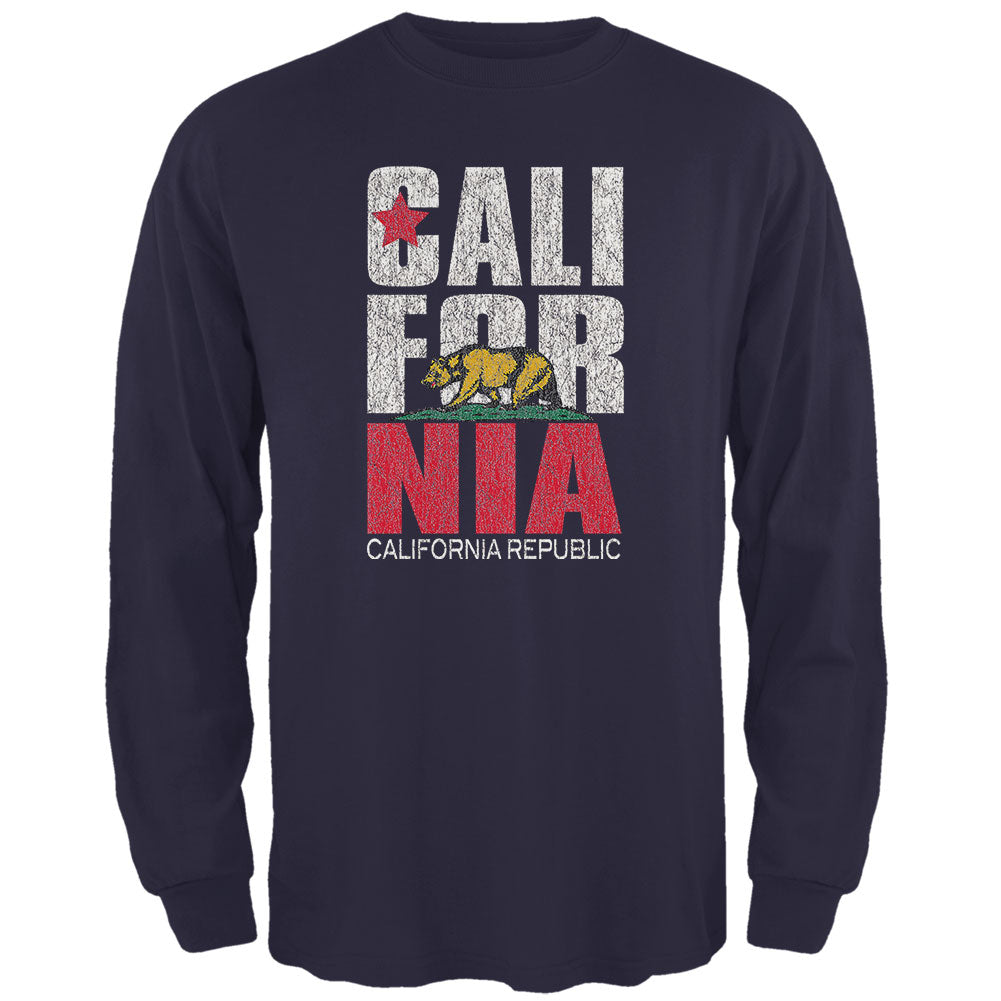 California Bear Mens Long Sleeve T Shirt Men's Long Sleeves Old Glory 2XL Navy