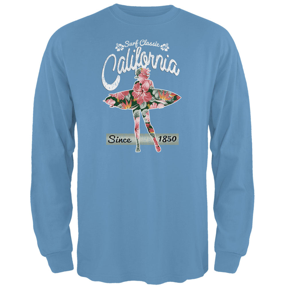 Floral Pineapple Surfer California Surf Classic Mens Long Sleeve T Shirt Men's Long Sleeves Old Glory 2XL Blue