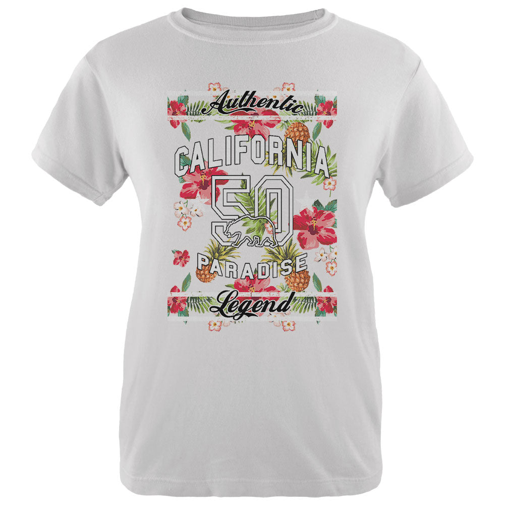 Floral Paradise Found California Womens Organic T Shirt Women's T-Shirts Old Glory LG White