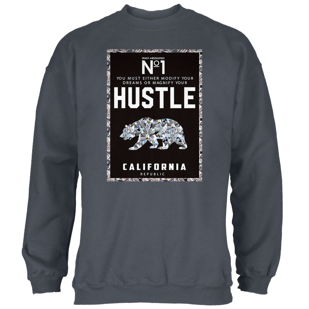 Diamond Bear Hustle California Mens Sweatshirt Men's Sweatshirts Old Glory 2XL Charcoal
