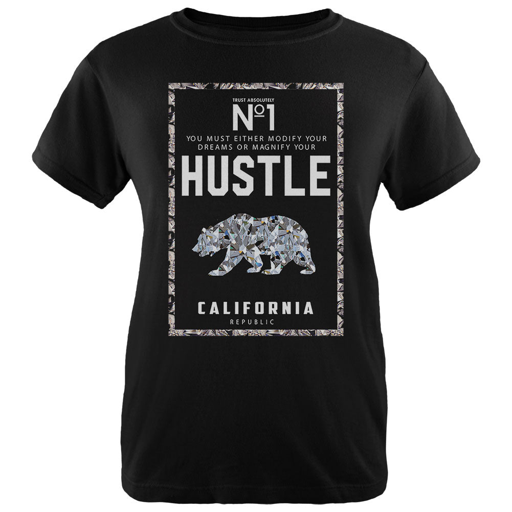 Diamond Bear Hustle California Womens T Shirt Women's T-Shirts Old Glory 2XL Black
