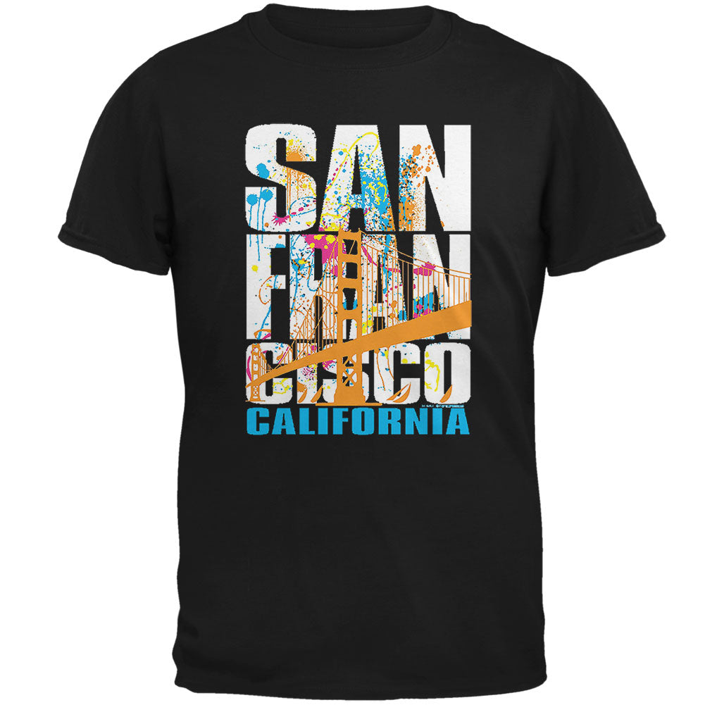 White Splash San Francisco California Mens T Shirt Men's T-Shirts Old Glory 2XL Black