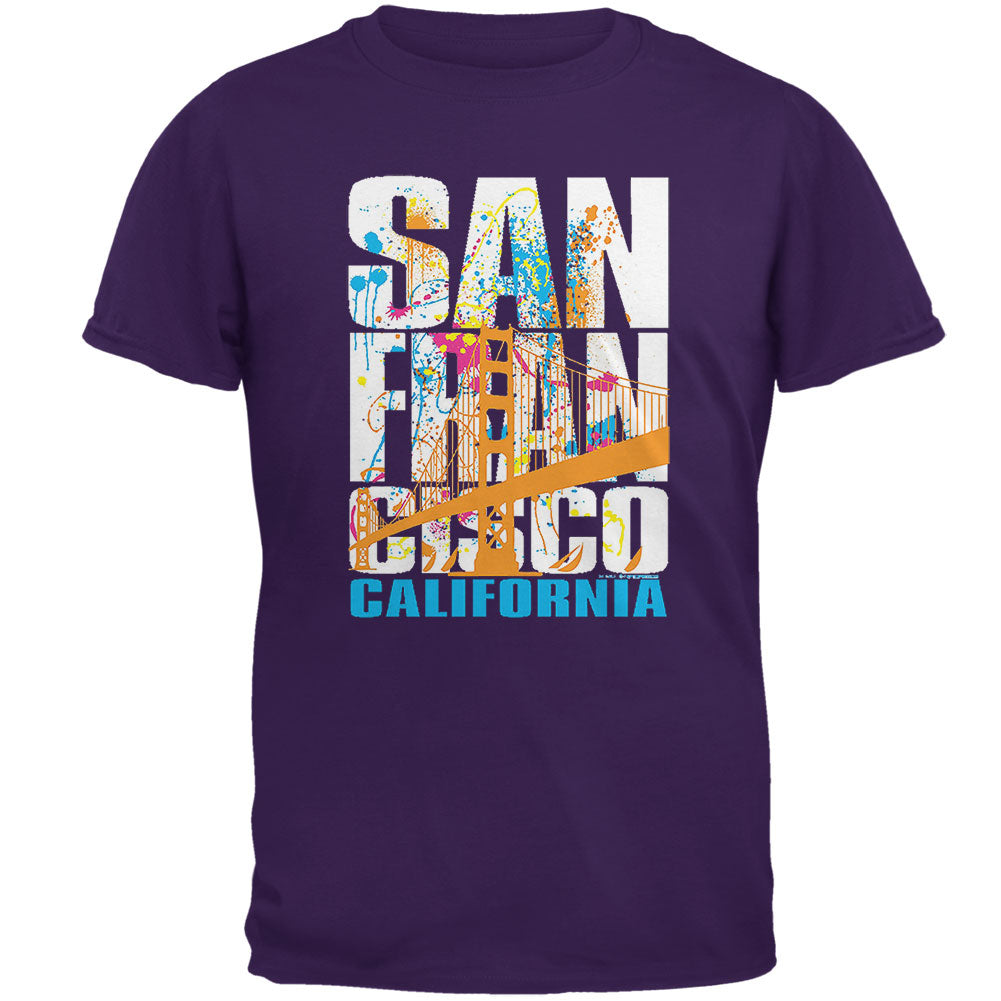 White Splash San Francisco California Mens T Shirt Men's T-Shirts Old Glory 2XL Purple