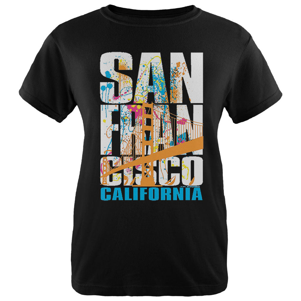 White Splash San Francisco California Womens T Shirt Women's T-Shirts Old Glory 2XL Black