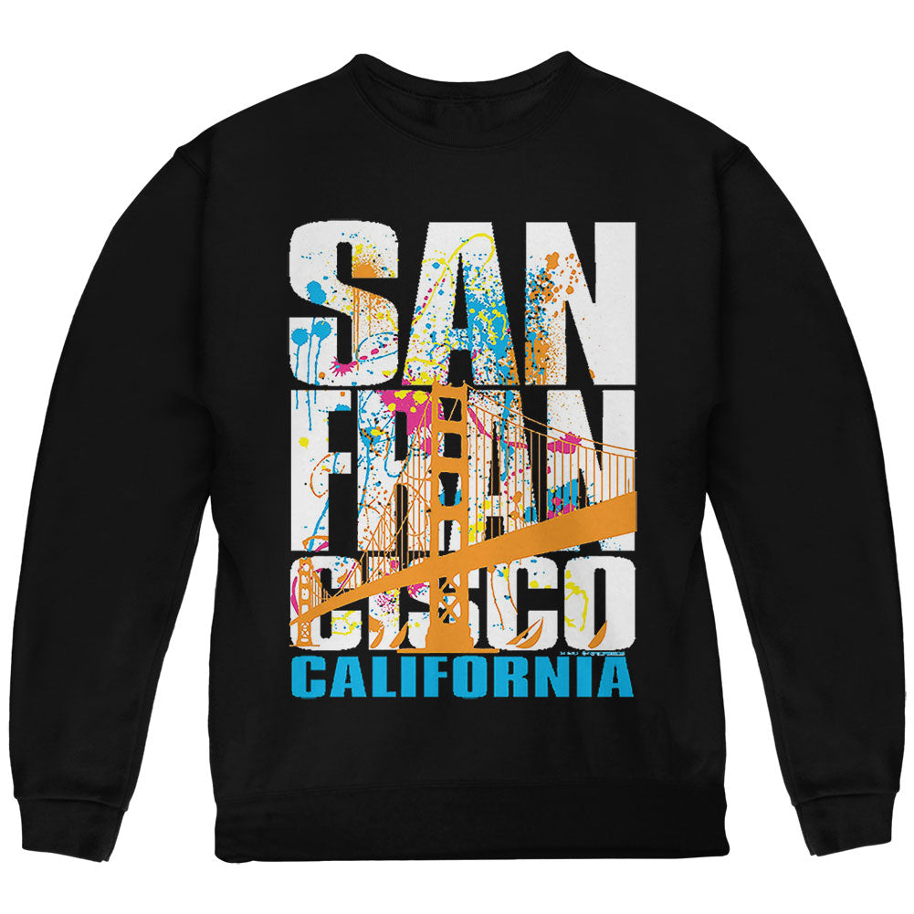 White Splash San Francisco California Youth Sweatshirt Youth Sweatshirts Old Glory YLG Black