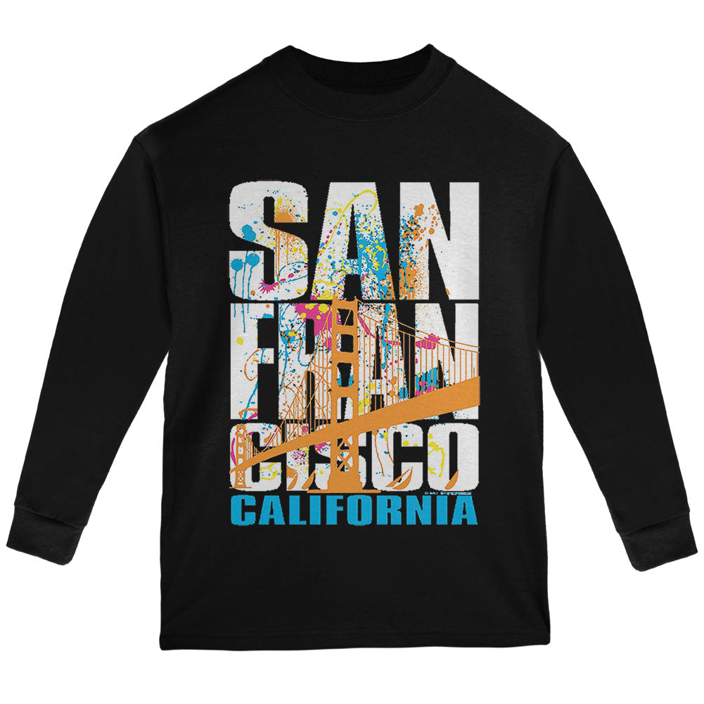 White Splash San Francisco California Youth Long Sleeve T Shirt Youth Long Sleeves Old Glory YLG Black