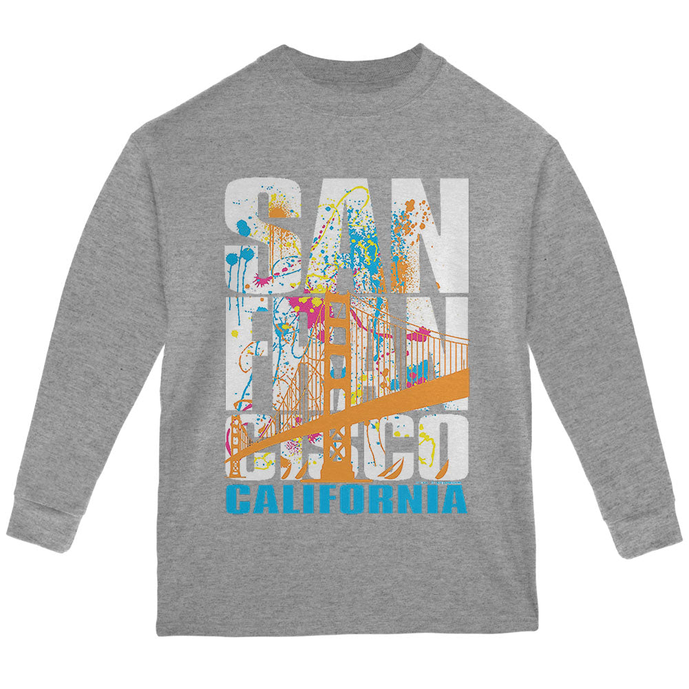 White Splash San Francisco California Youth Long Sleeve T Shirt Youth Long Sleeves Old Glory YLG Grey