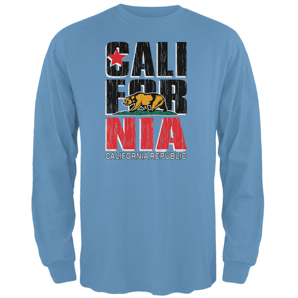 Bear California Republic Carolina Blue Mens Long Sleeve T Shirt Men's Long Sleeves Old Glory 3XL Blue