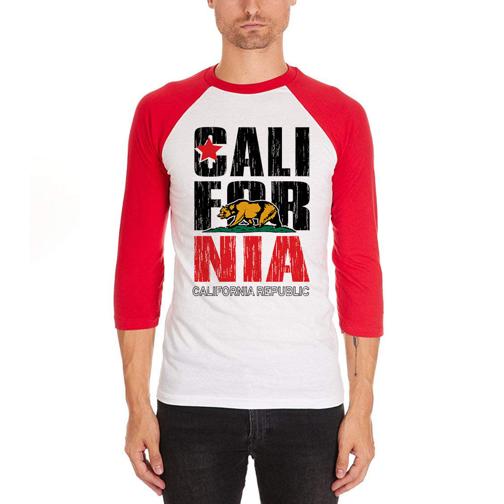 Bear California Republic Mens Soft Raglan T Shirt Men's T-Shirts Old Glory 2XL White