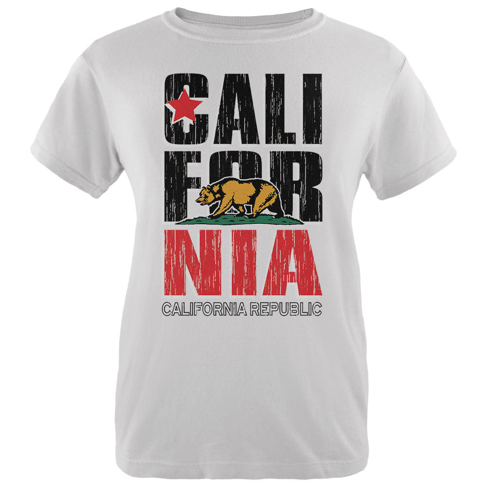 Bear California Republic Womens Organic T Shirt Women's T-Shirts Old Glory LG White