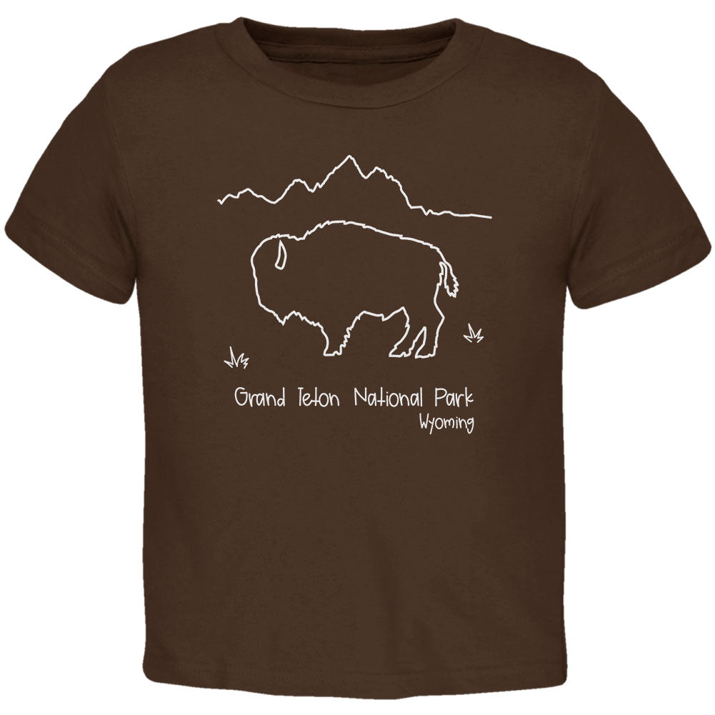 National Park Grand Teton Buffalo Toddler T Shirt Toddler T-Shirts Old Glory 2T Brown