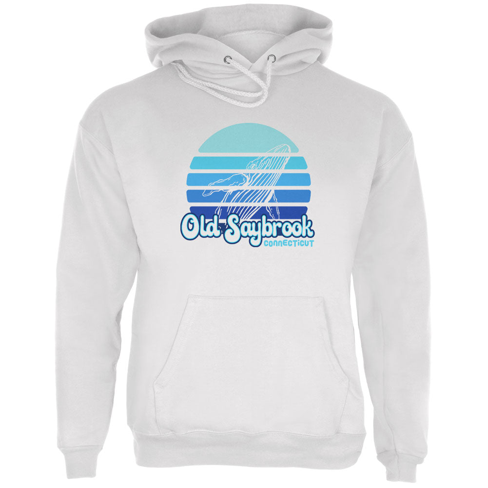 Retro 70's Sunset Old Saybrook Whale Mens Hoodie Men's Hoodies Old Glory LG Heather Grey
