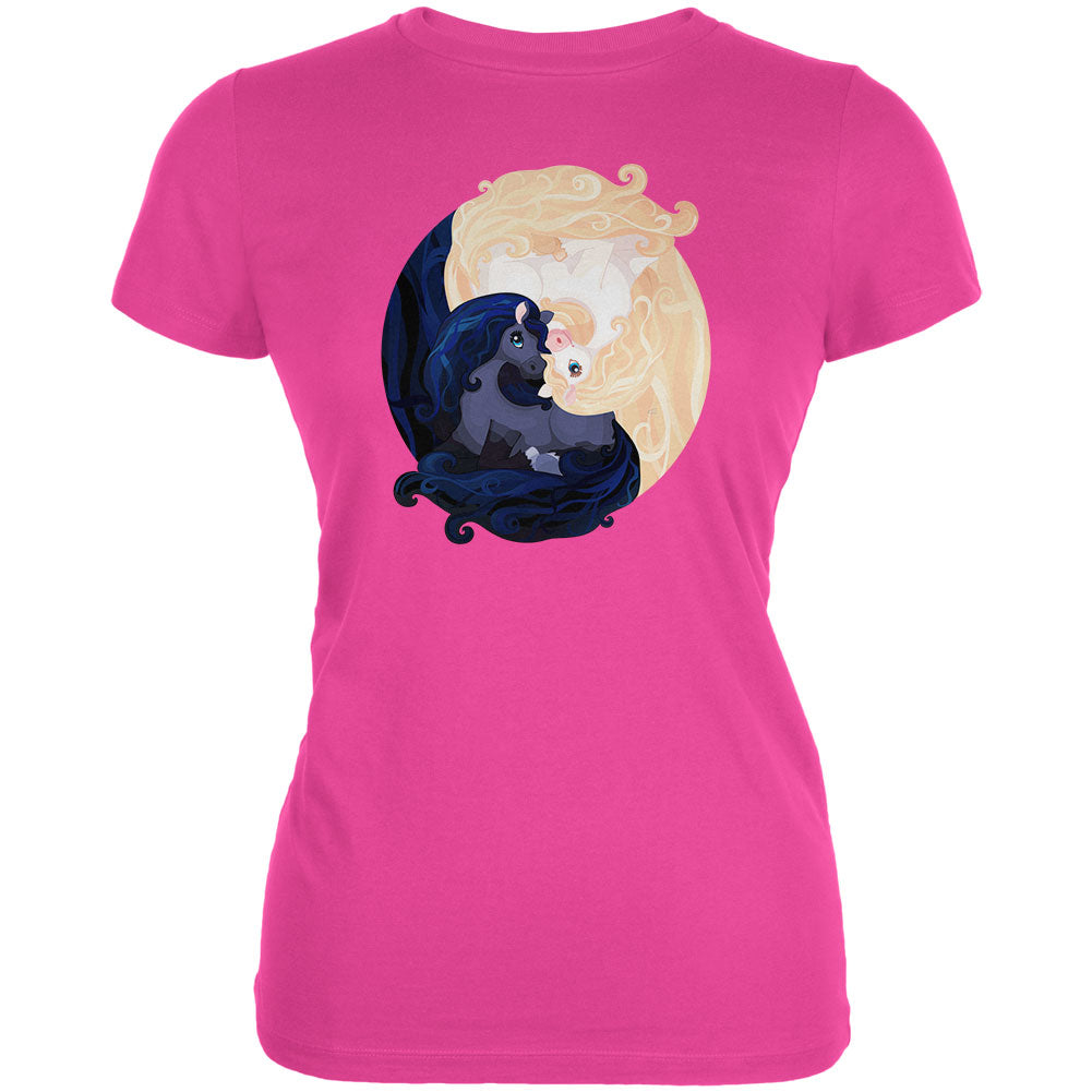 Pretty Ponies Yin Yang Juniors Soft T Shirt Juniors T-Shirts Old Glory 2XL Hot Pink