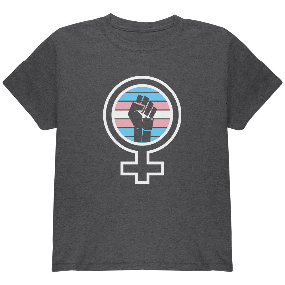 Feminist Raised First 70's Retro Sun Trans Flag Youth T Shirt Youth T-Shirts Old Glory YLG Dark Heather