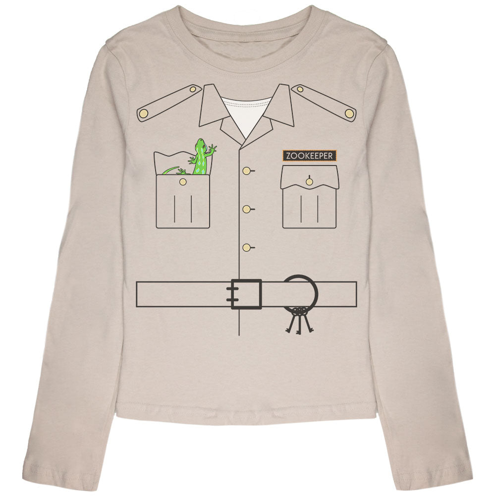 Halloween Zookeeper Costume Youth Girls Long Sleeve T Shirt Youth Long Sleeves Old Glory YSM Cream
