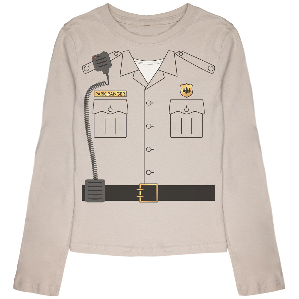 Halloween Forest Park Ranger Costume Youth Girls Long Sleeve T Shirt Youth Long Sleeves Old Glory YSM Cream