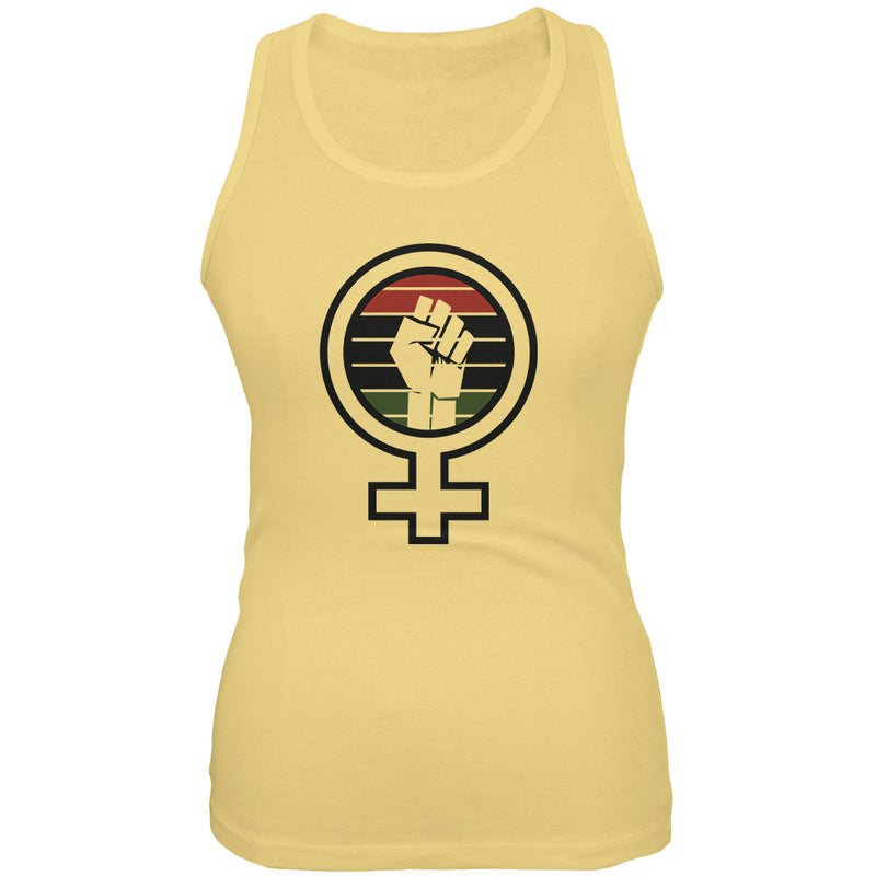 Feminist Raised First 70's Retro Sun Afro-American flag Juniors Soft Tank Top Juniors Tank Tops Old Glory 2XL Yellow