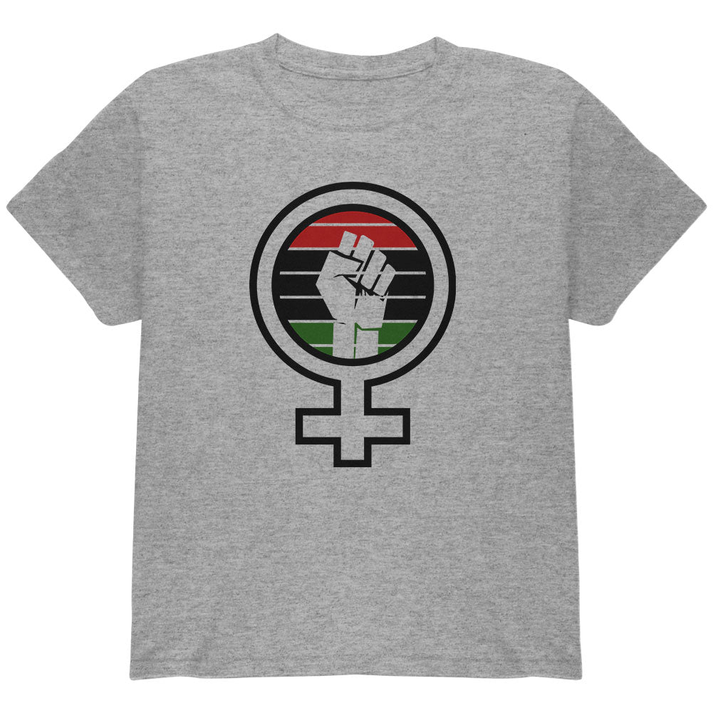 Feminist Raised First 70's Retro Sun Afro-American flag Youth T Shirt Youth T-Shirts Old Glory YLG Heather