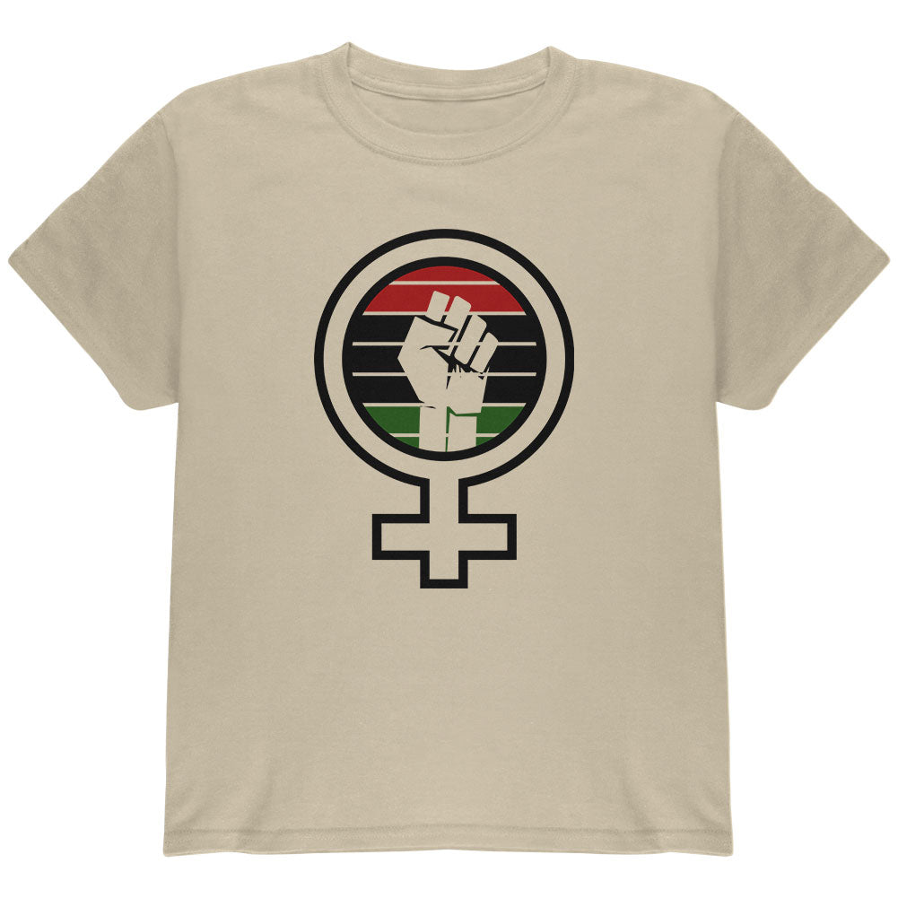 Feminist Raised First 70's Retro Sun Afro-American flag Youth T Shirt Youth T-Shirts Old Glory YLG Sand