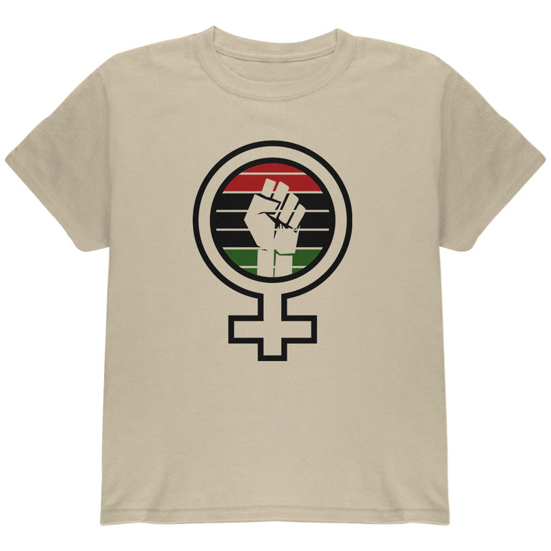 Feminist Raised First 70's Retro Sun Afro-American flag Youth T Shirt Youth T-Shirts Old Glory YLG Sand