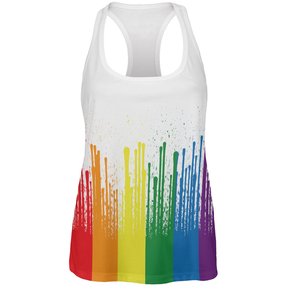 LGBTQ Rising Tide Rainbow Flag Drips All Over Womens Work Out Tank Top Women's Tank Tops LGBT 2XL Multicolor