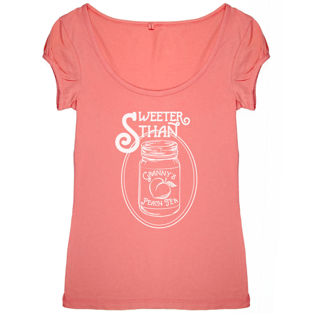 Sweeter Than Sweet Tea Womens Scoop Neck T Shirt Women's T-Shirts Old Glory SM Coral