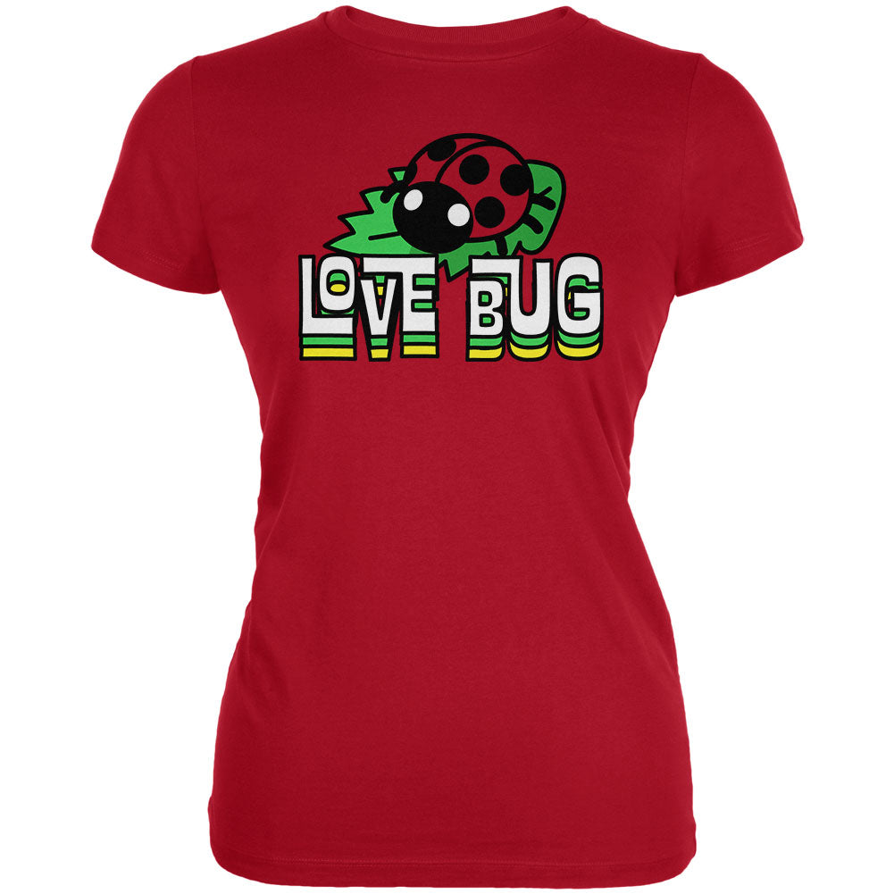 Love Bug Ladybug Retro 70s Juniors Soft T Shirt Juniors T-Shirts Old Glory 2XL Red