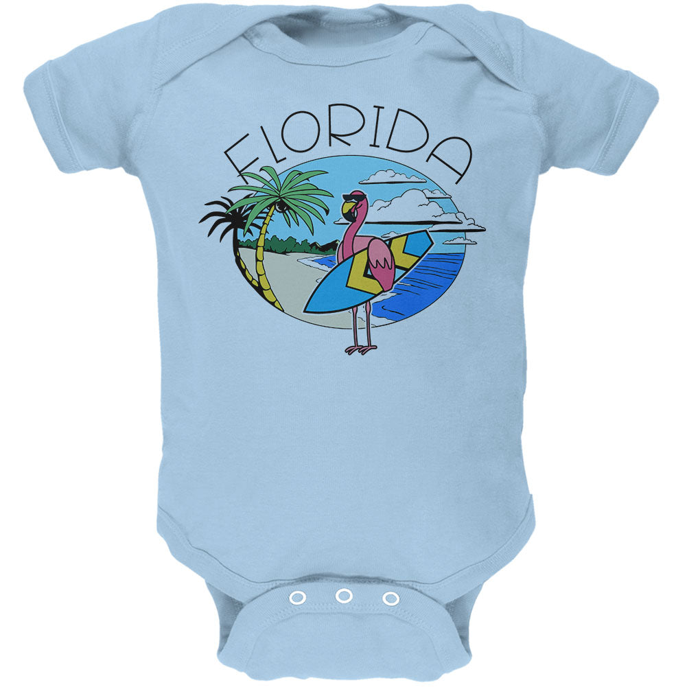 Florida Flamingo Summer Beach Soft Baby One Piece Baby One Piece Old Glory NB Light Blue