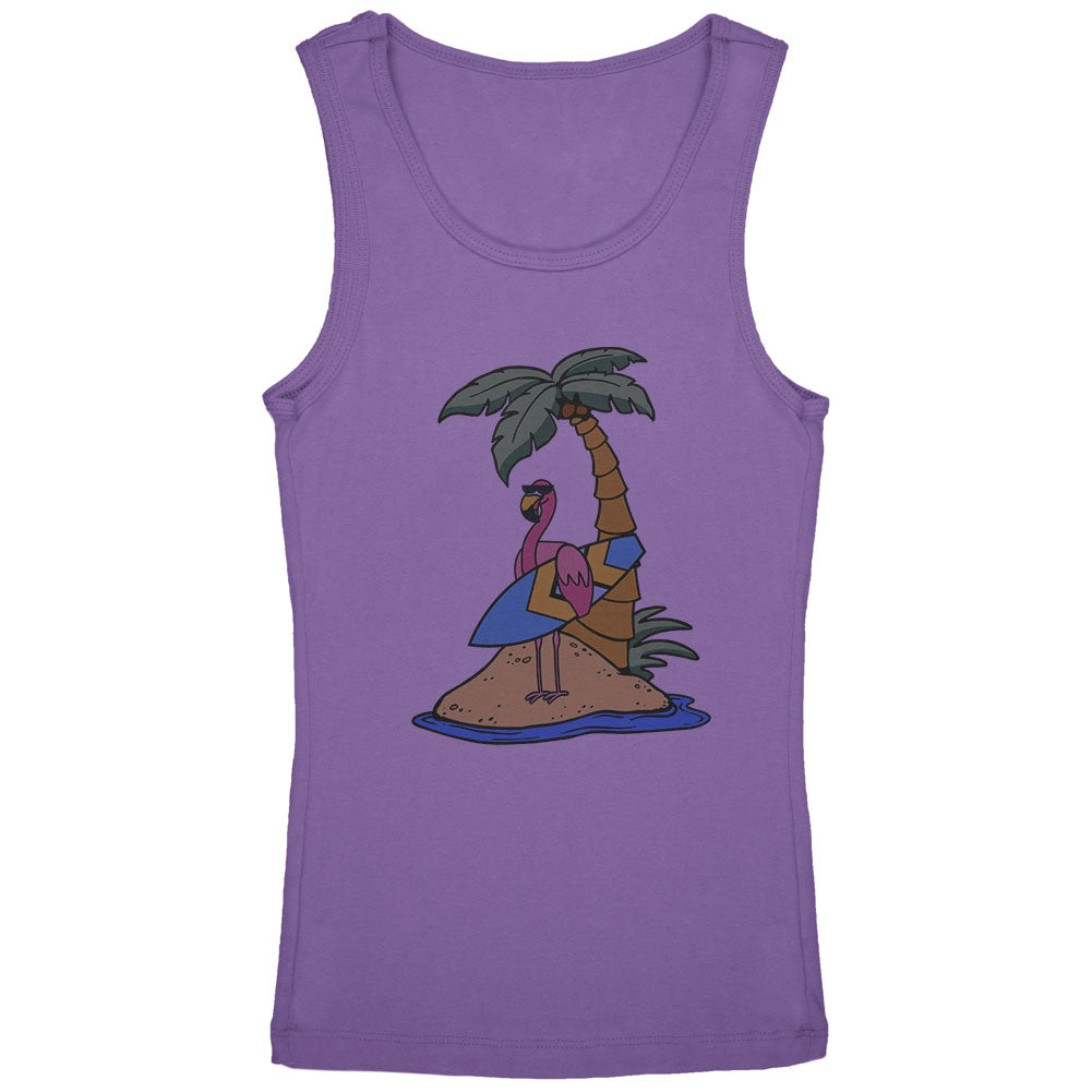 Flamingo Summer Palm Tree Youth Girls Tank Top Youth Tank Tops Old Glory YLG Lavender