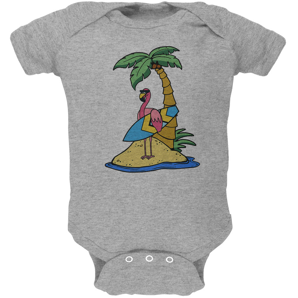 Flamingo Summer Palm Tree Soft Baby One Piece Baby One Piece Old Glory 3M Heather Grey