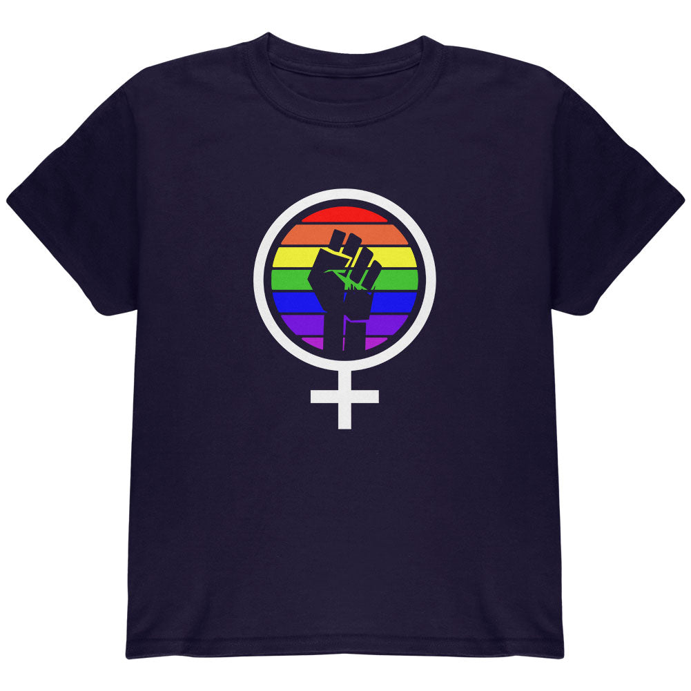 Feminism Raised First 70's Retro Sun Gay Flag Youth T Shirt Youth T-Shirts Old Glory YLG Navy