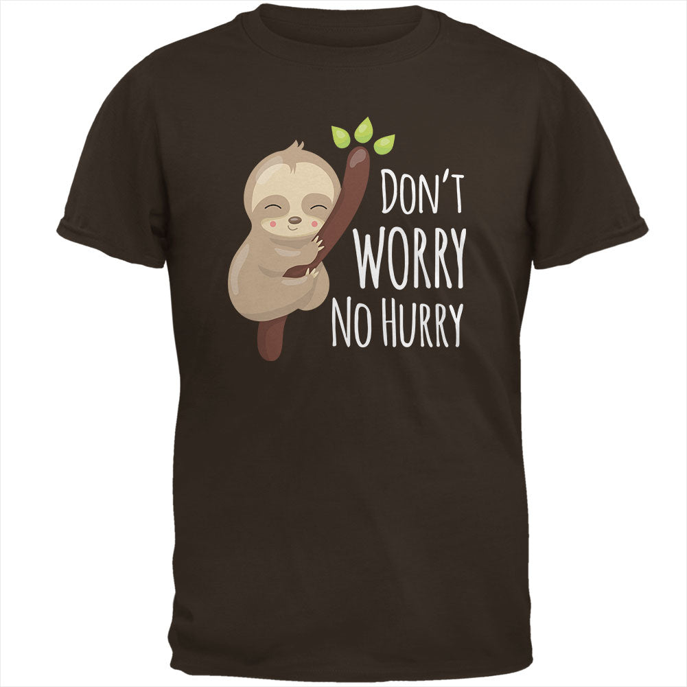 Sloth Don't Worry No Hurry Cute Baby Mens T Shirt Men's T-Shirts Old Glory 2XL Brown