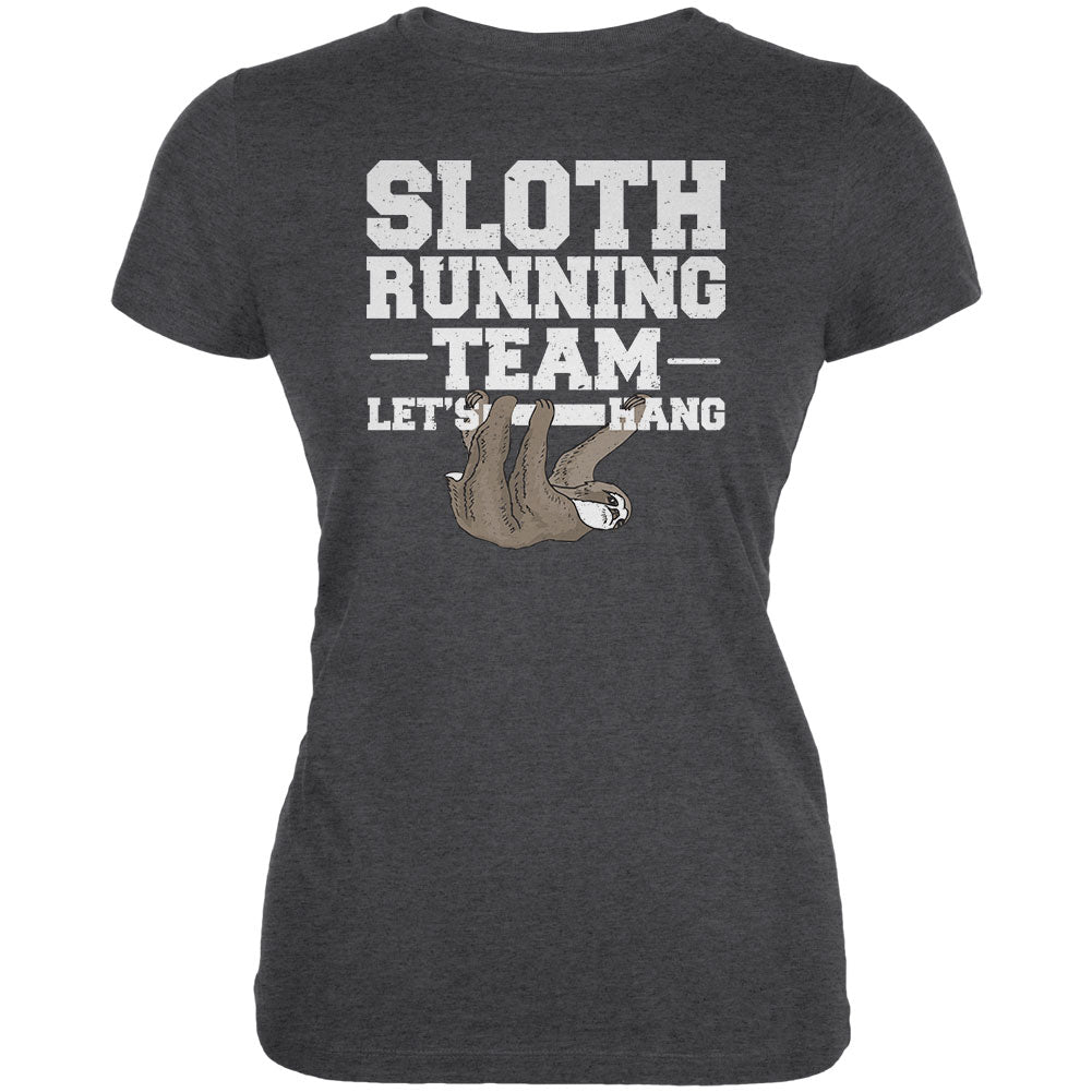 Sloth Running Team Just Hang Juniors Soft T Shirt Juniors T-Shirts Old Glory 2XL Dark Heather