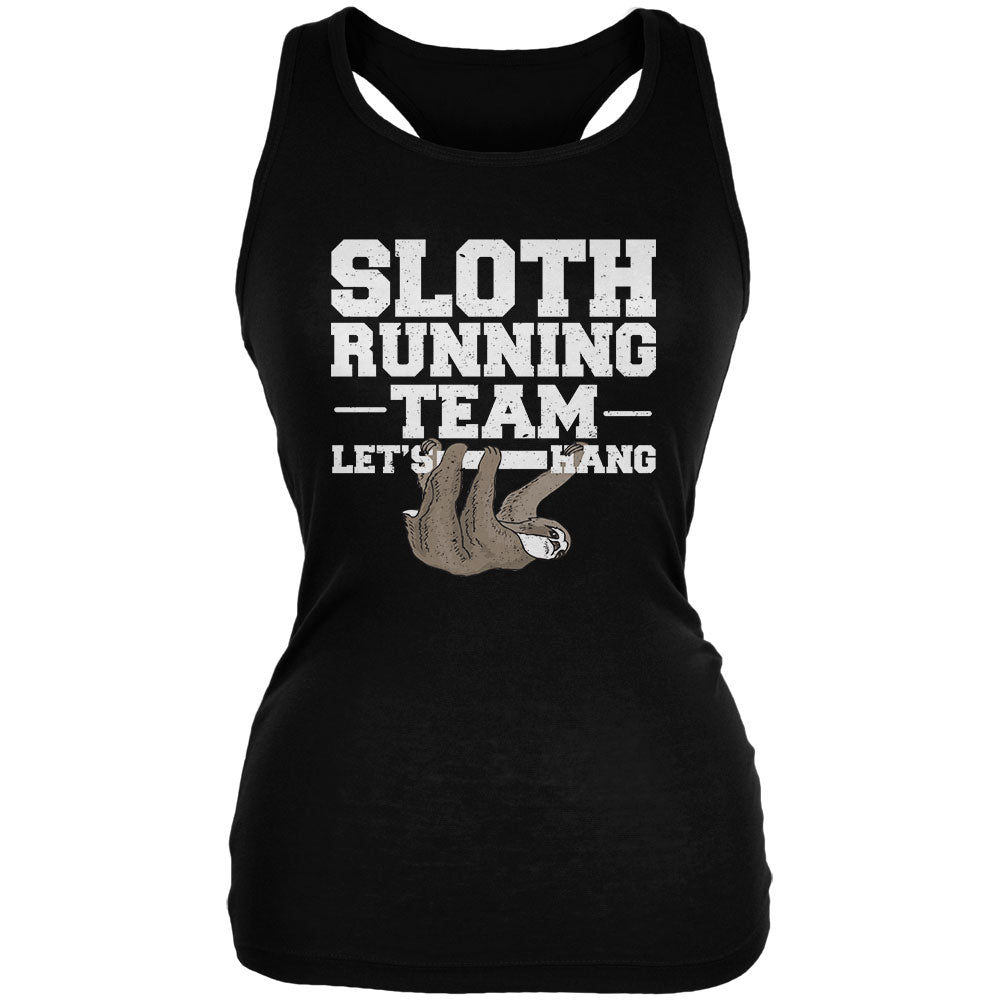 Sloth Running Team Just Hang Juniors Soft Tank Top Juniors Tank Tops Old Glory 2XL Black
